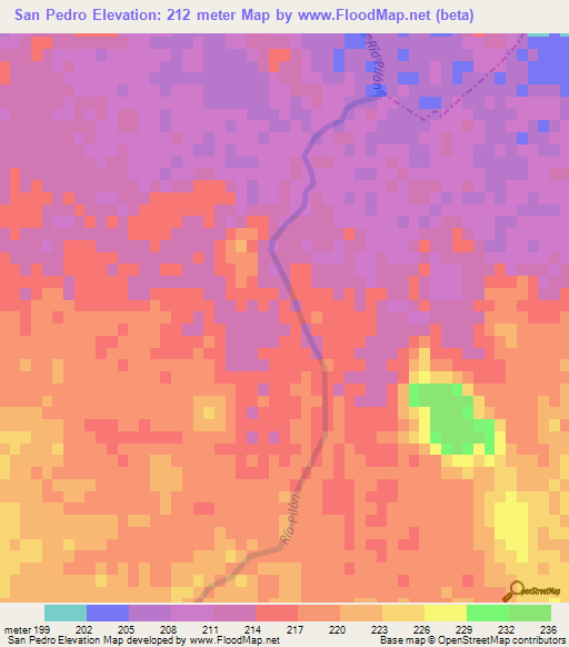 San Pedro,Mexico Elevation Map