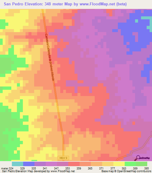 San Pedro,Mexico Elevation Map