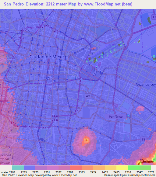 San Pedro,Mexico Elevation Map