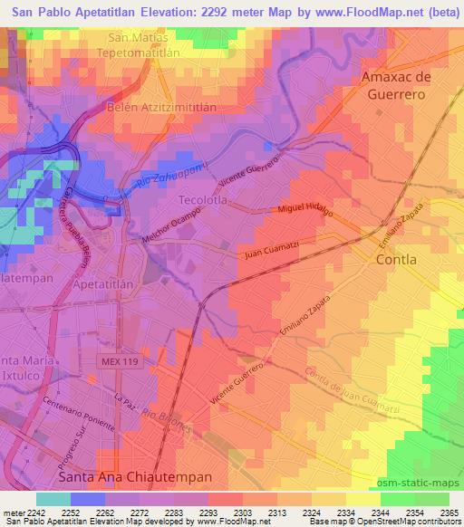 San Pablo Apetatitlan,Mexico Elevation Map