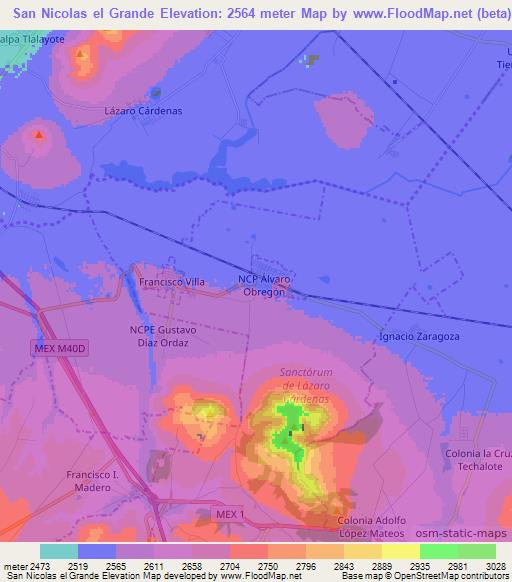 San Nicolas el Grande,Mexico Elevation Map