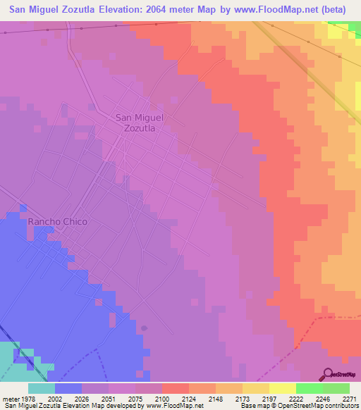 San Miguel Zozutla,Mexico Elevation Map