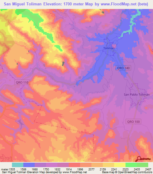 San Miguel Toliman,Mexico Elevation Map