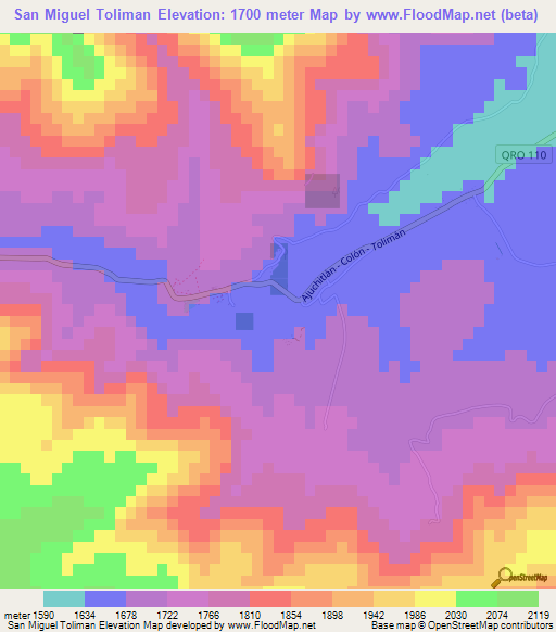 San Miguel Toliman,Mexico Elevation Map