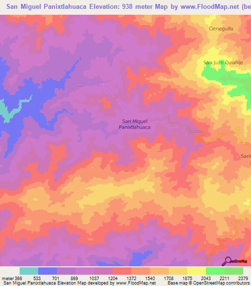 San Miguel Panixtlahuaca,Mexico Elevation Map