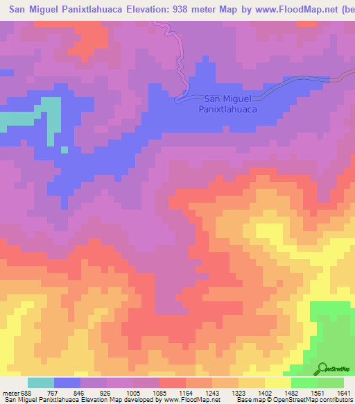 San Miguel Panixtlahuaca,Mexico Elevation Map