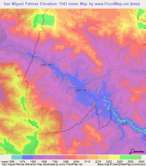 San Miguel Palmas,Mexico Elevation Map