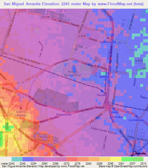 San Miguel Amantla,Mexico Elevation Map