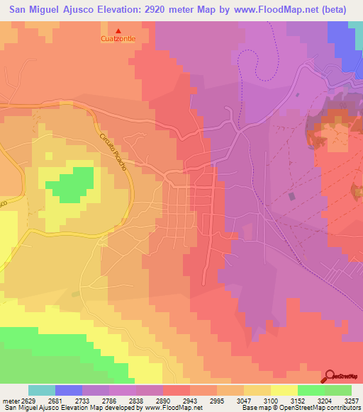 San Miguel Ajusco,Mexico Elevation Map