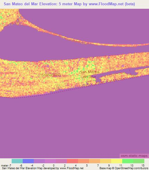 San Mateo del Mar,Mexico Elevation Map