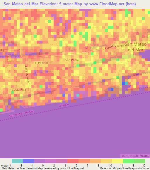 San Mateo del Mar,Mexico Elevation Map