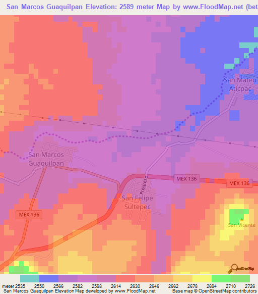 San Marcos Guaquilpan,Mexico Elevation Map