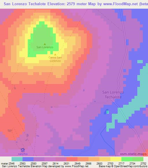 San Lorenzo Techalote,Mexico Elevation Map