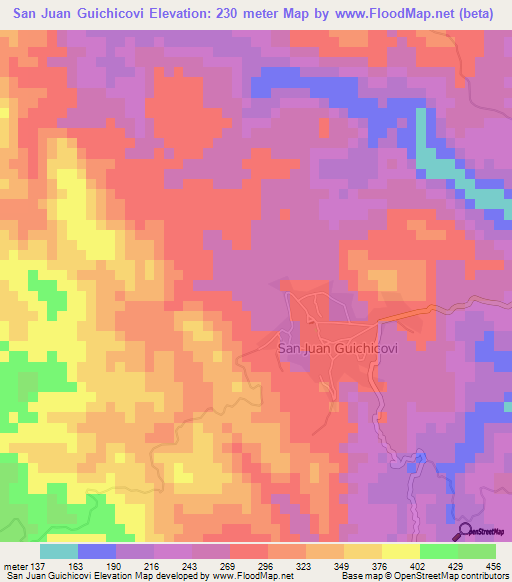 San Juan Guichicovi,Mexico Elevation Map