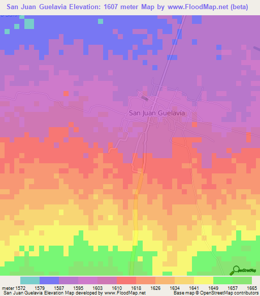 San Juan Guelavia,Mexico Elevation Map