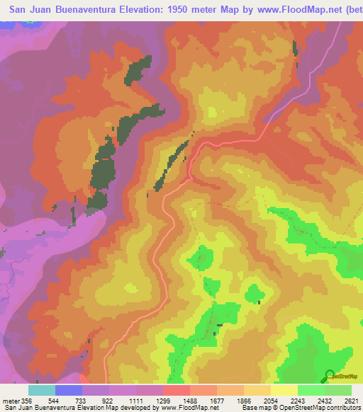 San Juan Buenaventura,Mexico Elevation Map