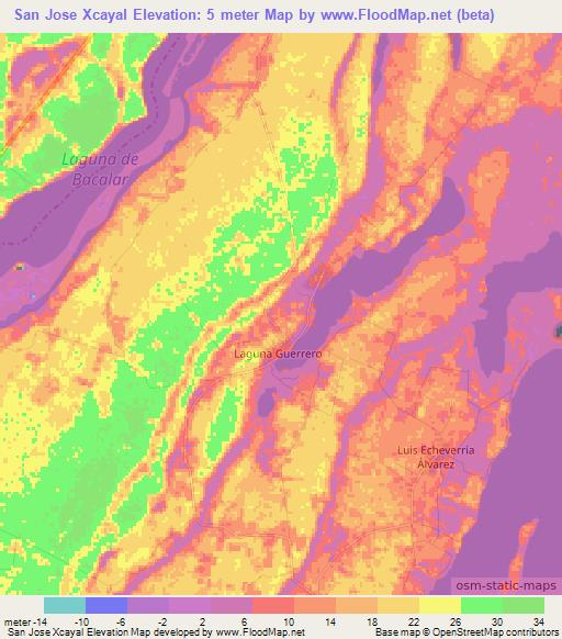 San Jose Xcayal,Mexico Elevation Map