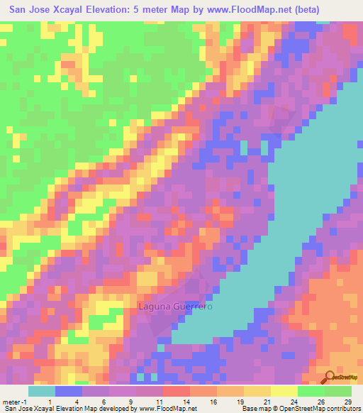 San Jose Xcayal,Mexico Elevation Map