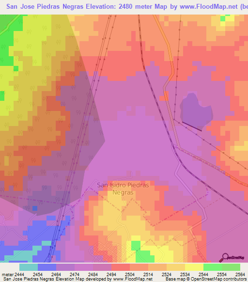 San Jose Piedras Negras,Mexico Elevation Map