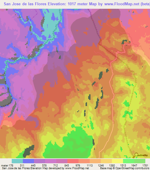 San Jose de las Flores,Mexico Elevation Map