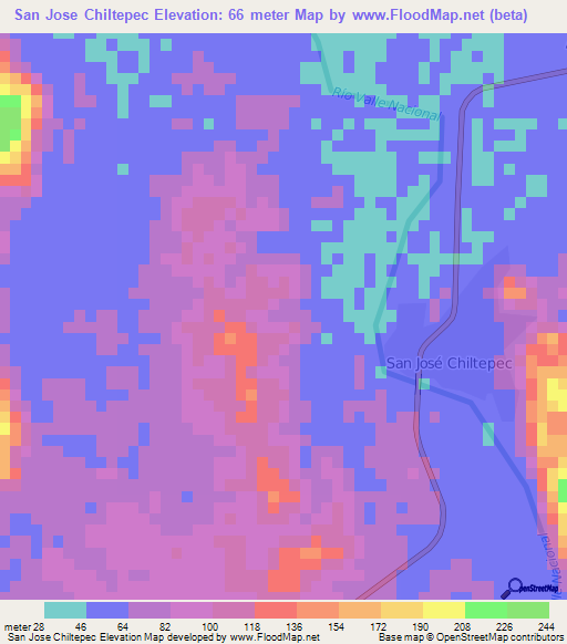 San Jose Chiltepec,Mexico Elevation Map