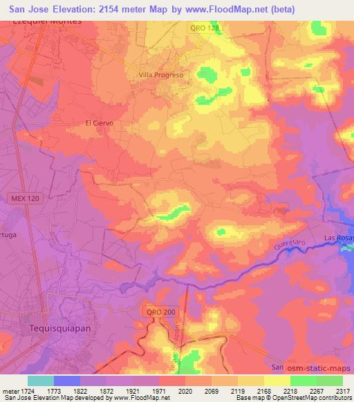 San Jose,Mexico Elevation Map