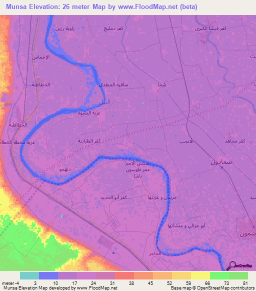 Munsa,Egypt Elevation Map