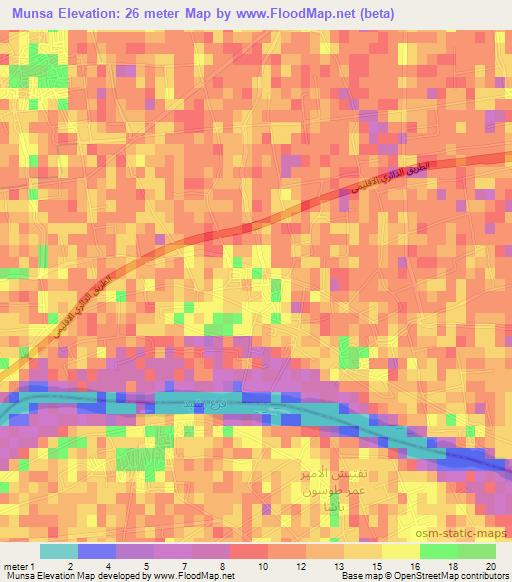 Munsa,Egypt Elevation Map