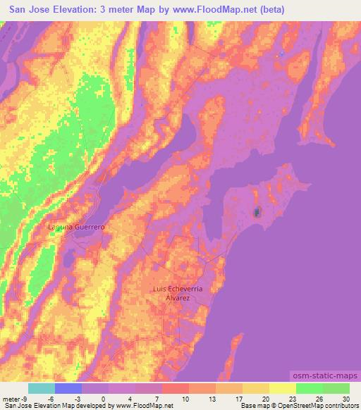 San Jose,Mexico Elevation Map