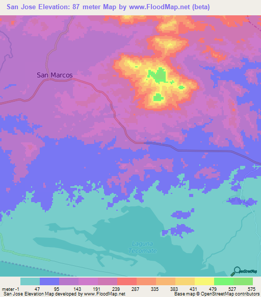 San Jose,Mexico Elevation Map