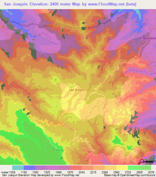 San Joaquin,Mexico Elevation Map