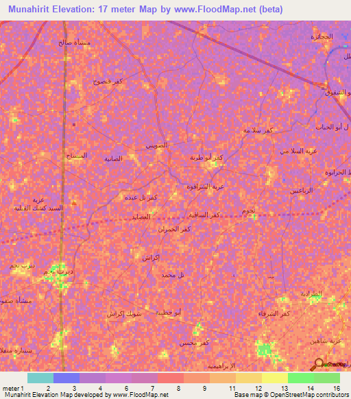 Munahirit,Egypt Elevation Map