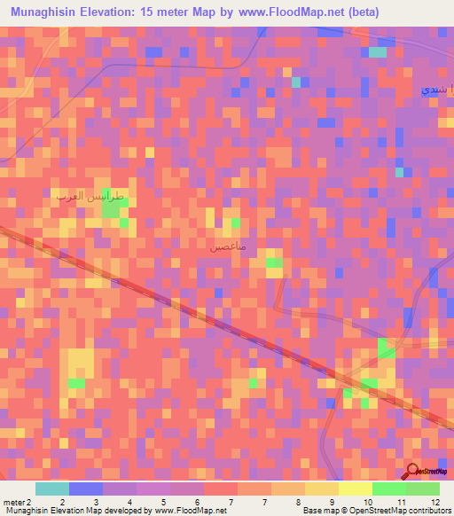 Munaghisin,Egypt Elevation Map