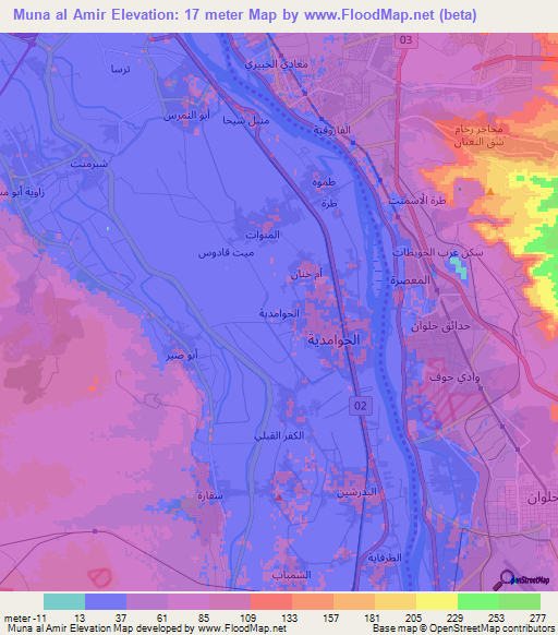 Muna al Amir,Egypt Elevation Map