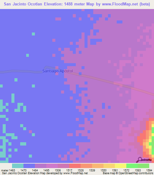 San Jacinto Ocotlan,Mexico Elevation Map