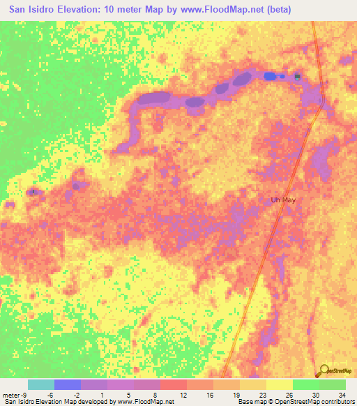 San Isidro,Mexico Elevation Map