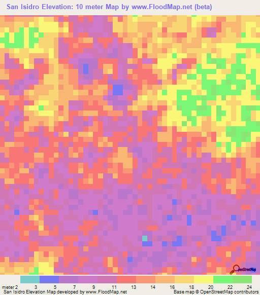 San Isidro,Mexico Elevation Map