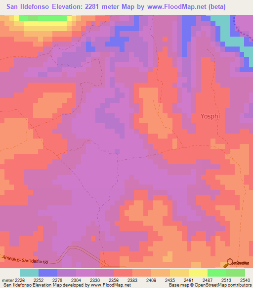 San Ildefonso,Mexico Elevation Map