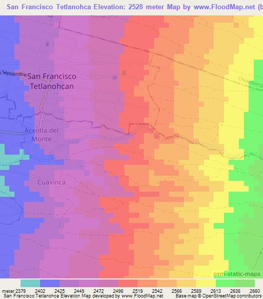 San Francisco Tetlanohca,Mexico Elevation Map