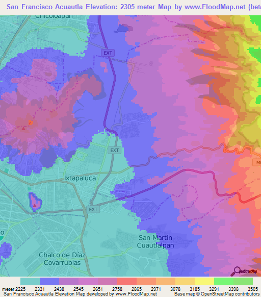 San Francisco Acuautla,Mexico Elevation Map