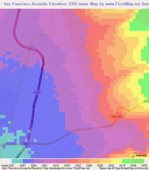 San Francisco Acuautla,Mexico Elevation Map