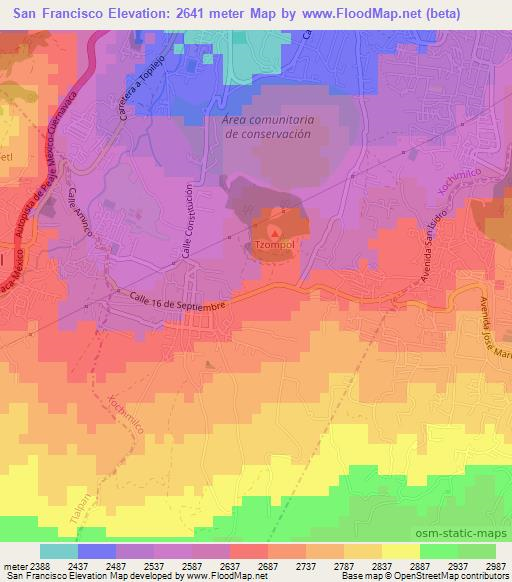San Francisco,Mexico Elevation Map