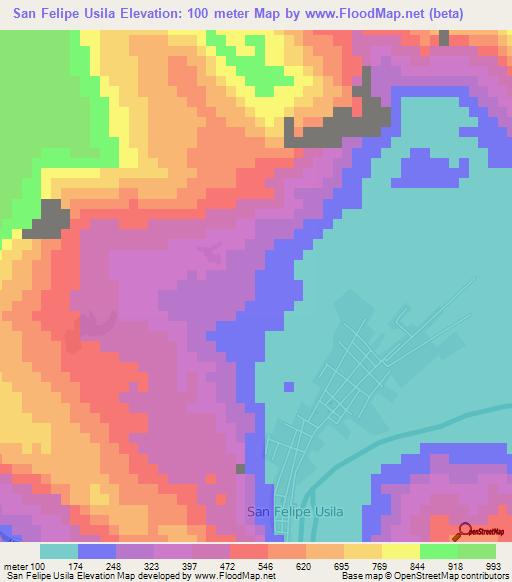 San Felipe Usila,Mexico Elevation Map