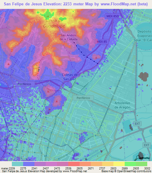 San Felipe de Jesus,Mexico Elevation Map