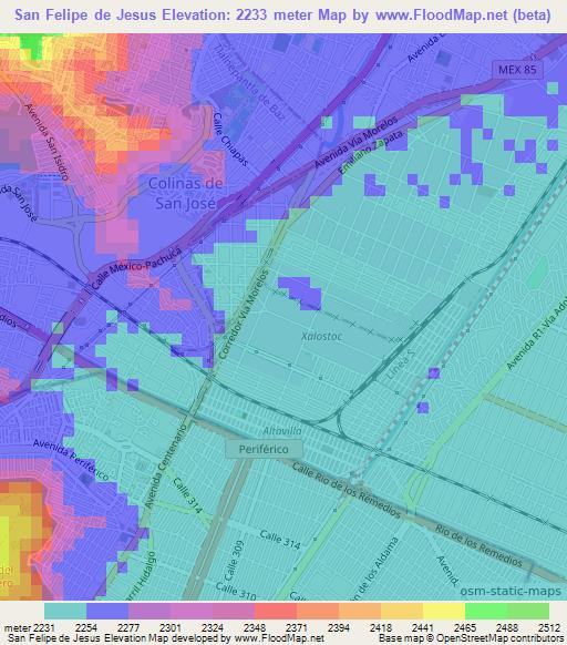 San Felipe de Jesus,Mexico Elevation Map