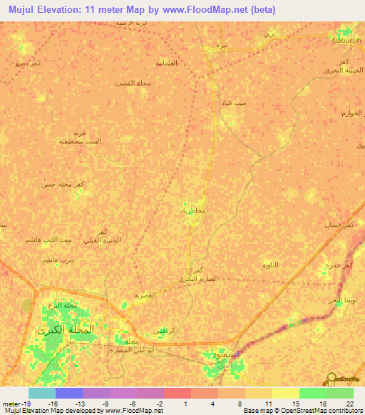 Mujul,Egypt Elevation Map