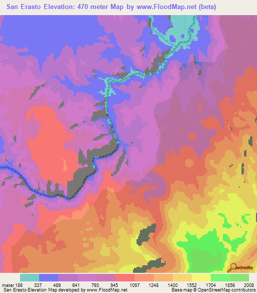 San Erasto,Mexico Elevation Map