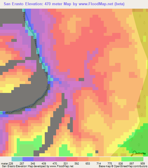 San Erasto,Mexico Elevation Map