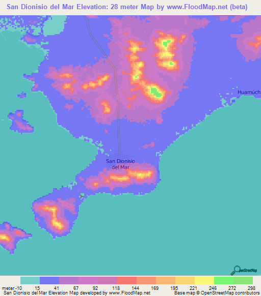 San Dionisio del Mar,Mexico Elevation Map