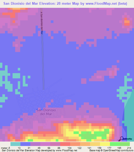 San Dionisio del Mar,Mexico Elevation Map